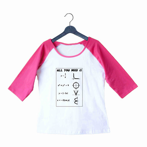 Coding Nerd Engineering MATH LOVE Custom Printed Graphic Design Raglan T-Shirt for Women